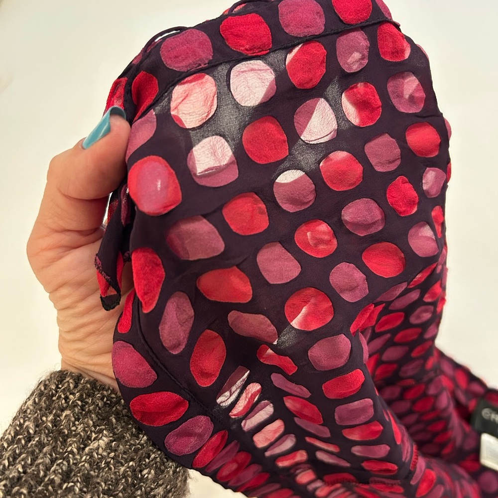 CHANEL Sheer Purple and Pink Polka Dot Silk blouse - Picture 11 of 12
